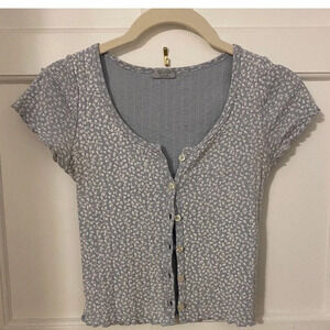 John Galt Floral Zelly Pointelle Short Sleeve Top
